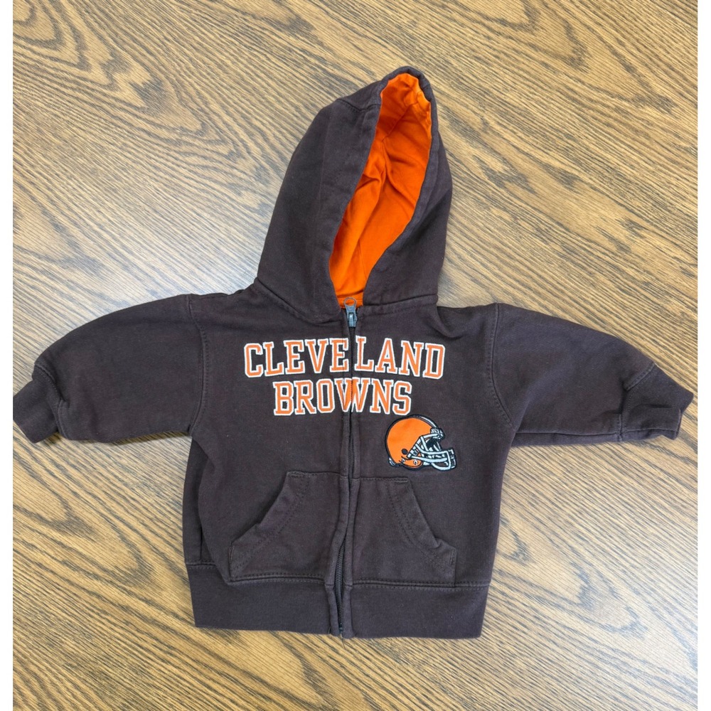 NFL Team Apparel Cleveland Browns Toddler 18M Brown Zip Up Hoodie Sweatshirt